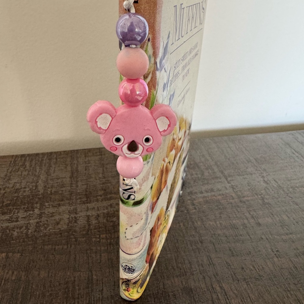 Colorful Beaded Bookmark with Koala Bear Charm - NWOT